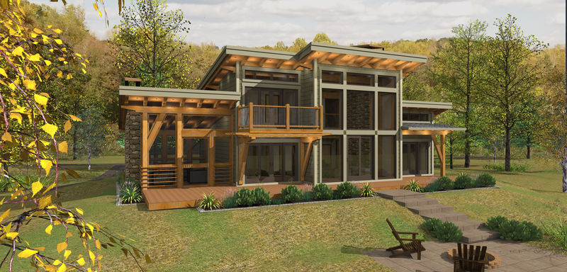 <p>The home&rsquo;s contemporary brilliance is seen in the dramatic floor-to-ceiling windows, designed to catch sunlight throughout the day. This Timber Frame House Plan is under 2,000 sq. ft. yet still feels spacious. This open-concept design keeps outdoor accessibility at the forefront, with easy access to the backyard, and a deck that is ideal for entertaining. The home has a main floor with a great room, large mud room and a master with ensuite, a large screened in porch with a fireplace to extend the outdoor season. The upstairs loft holds 2 additional bedrooms, a full bath and a large bunkroom for overflow sleeping. The 280 sq.&nbsp; ft.&nbsp; screened porch is not included in total square footage.</p>

<p>These drawings are the property of Canadian Timberframes Ltd&reg; and may not be reproduced or copied without our written consent.</p>
